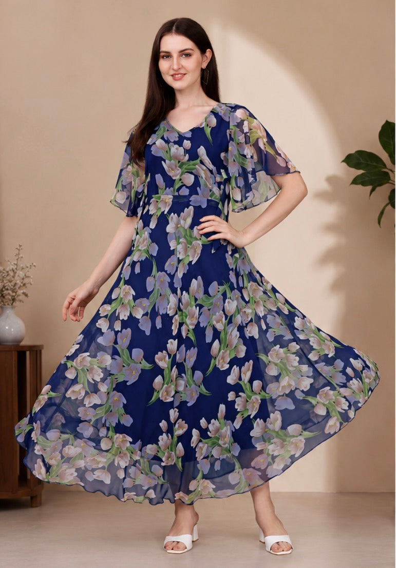 LÉA - Women Maxi Purple Dress (Size M)