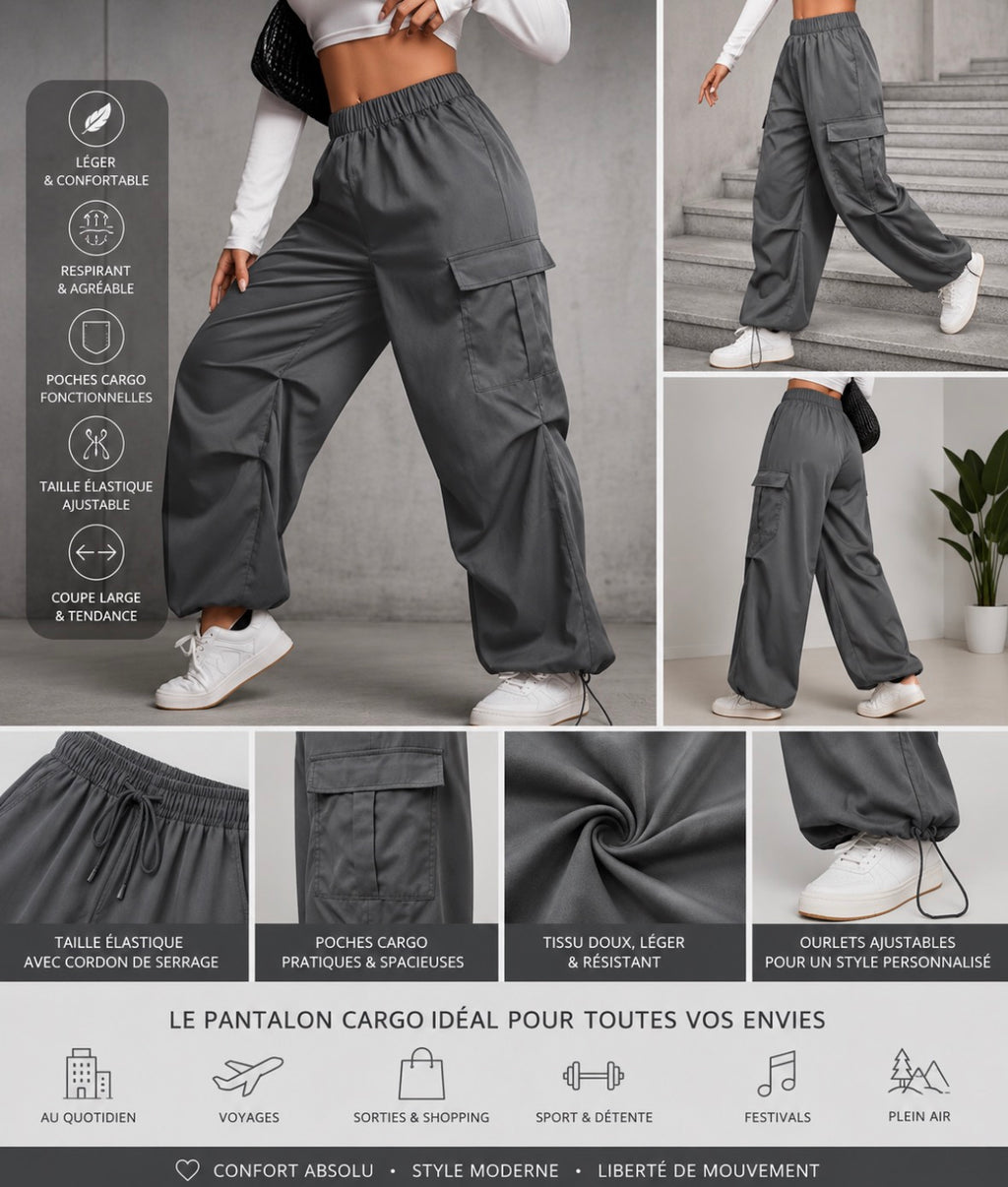 Baggy pour femme, parachute Cargo